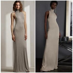 Ralph Lauren Collection Jersey Turtleneck Sleeveless Long Dress Evening Gown L
